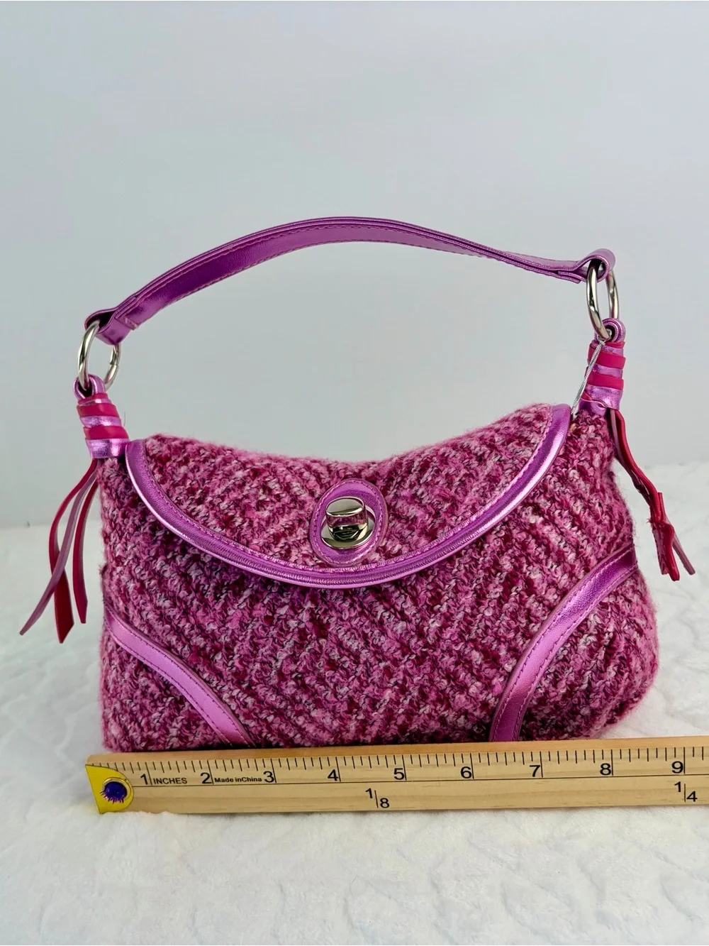American Girl x Bath and Body Works Pink Tweed Cosmetic Bag with Metallic Trim